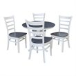 36 in Wood Dining Table with 4 Emily Chairs in White/Heather Gray