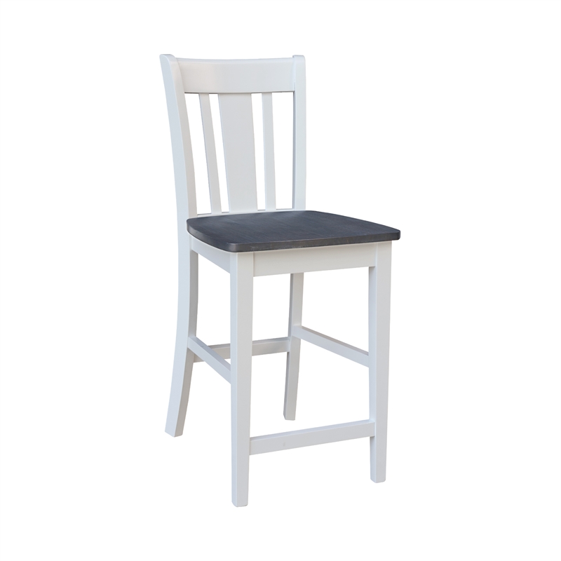 36 in Gathering Height Dining Table with 4 San Remo Stools in White/Heather Gray
