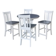 36 in Gathering Height Dining Table with 4 San Remo Stools in White/Heather Gray