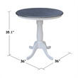 36 in Gathering Ht Wood Dining Table with 4 X-back Stools in White/Heather Gray