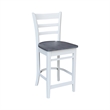 36 in Gathering Ht Wood Dining Table with 4 Emily Stools in White/Heather Gray