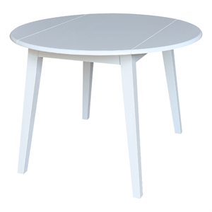 International Concepts 42&quot Round Solid Wood Dual Drop Leaf Table in White