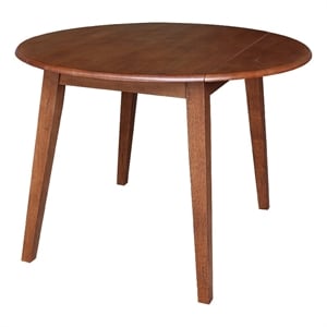 42&quot Round Solid Wood Dual Drop Leaf Table in Distressed Oak