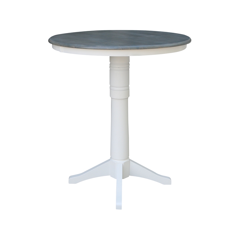 36 in Wood Bar Height Dining Table with 4 X-back Stools in White/Heather Gray