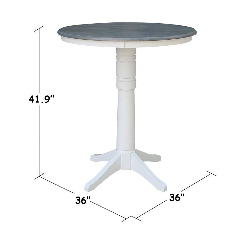 36 in Wood Bar Height Dining Table with 4 X-back Stools in White/Heather Gray