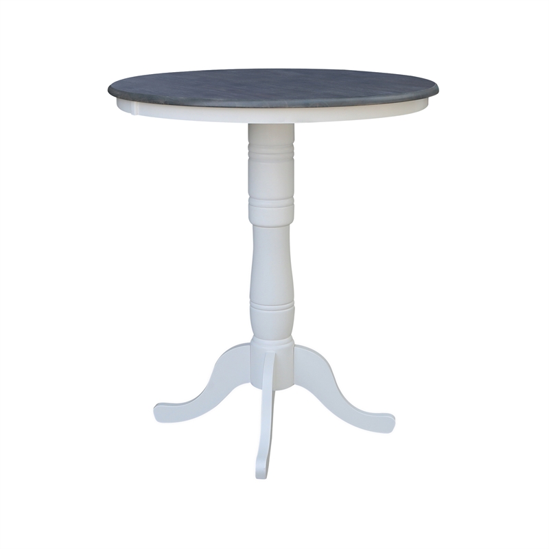 36 in Gathering Height Dining Table with 4 Xback Barstools in White/Heather Gray