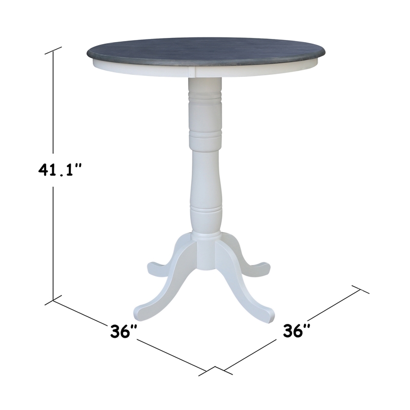 36 in Gathering Height Dining Table with 4 Xback Barstools in White/Heather Gray