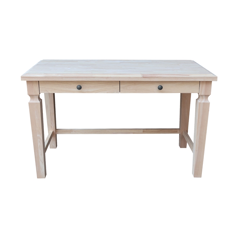 International Concepts Vista Solid Wood Desk with 2 Drawers in Unfinished