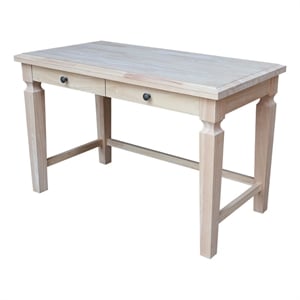 International Concepts Vista Solid Wood Desk with 2 Drawers in Unfinished