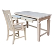 Vista Solid Wood Desk with 2 Drawers and Chair in Unfinished