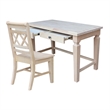 Vista Solid Wood Desk with 2 Drawers and Chair in Unfinished