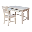 Vista Solid Wood Desk with 2 Drawers and Chair in Unfinished