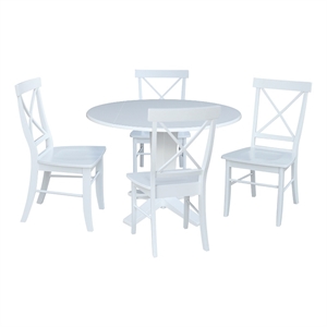 International Concepts 42&quot Solid Wood Dual Drop Leaf Table with 4 Dining Chairs