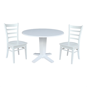 International Concepts 42&quot Solid Wood Dual Drop Leaf Table with 2 Dining Chairs