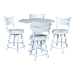 42&quot Solid Wood Dual Drop Leaf Table with 4 Counter Height Stools