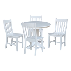 36&quot Solid Wood Round Top Pedestal Dining Table with 4 Dining Chairs