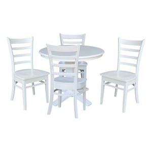 36&quot Round Solid Wood Extension Dining Table with 4 Dining Chairs