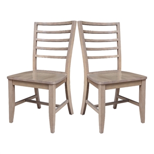 Set of Two Solid Wood Soma Ladder Back Dining Chairs in Flax