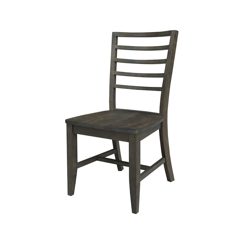 Set of Two Solid Wood Soma Ladder Back Dining Chairs in Coal