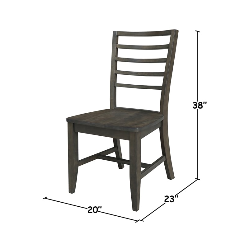 Set of Two Solid Wood Soma Ladder Back Dining Chairs in Coal