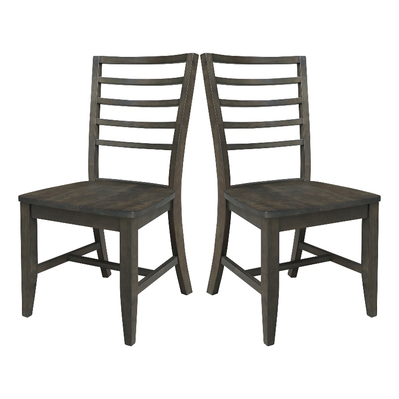 Set of Two Solid Wood Soma Ladder Back Dining Chairs in Coal