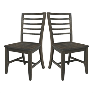 Set of Two Solid Wood Soma Ladder Back Dining Chairs in Coal