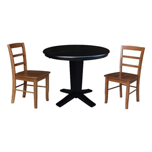 International Concepts 36&quot Solid Wood Round Extension Table with 2 Dining Chairs
