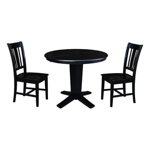 International Concepts 36&quot Solid Wood Round Extension Table with 2 Dining Chairs