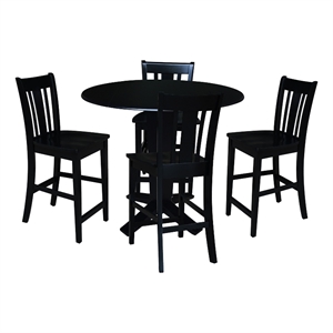 International Concepts 42&quot Solid Wood Dual Drop Leaf Table and 4 Counter Stools