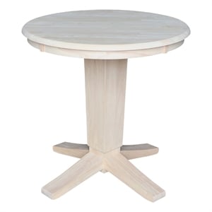30&quot Solid Wood Round Top Pedestal Dining Table in Unfinished