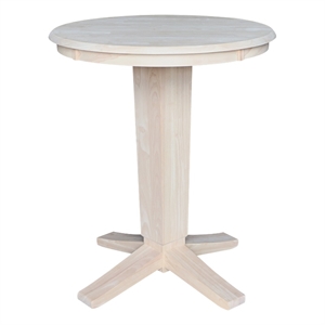 30&quot Solid Wood Round Top Counter Height Pedestal Dining Table in Unfinished