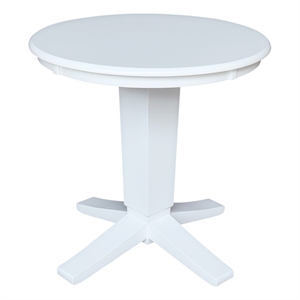 International Concepts 30&quot Solid Wood Round Top Pedestal Dining Table in White