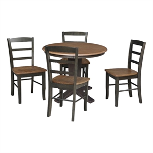 36&quot Solid Wood Round Top Dining Table with 4 Dining Chairs