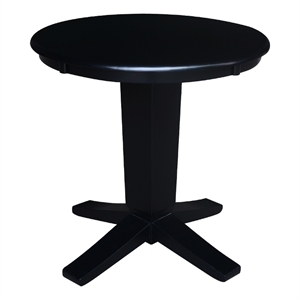 International Concepts 30&quot Solid Wood Round Top Pedestal Dining Table in Black