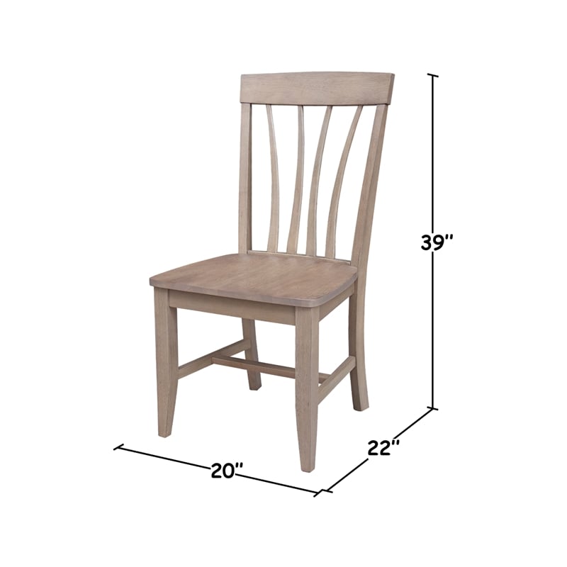 International Concepts Set of Two Solid Wood Soma Fan Back Dining Chairs in Flax