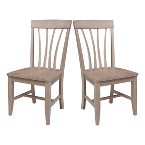 International Concepts Set of Two Solid Wood Soma Fan Back Dining Chairs in Flax