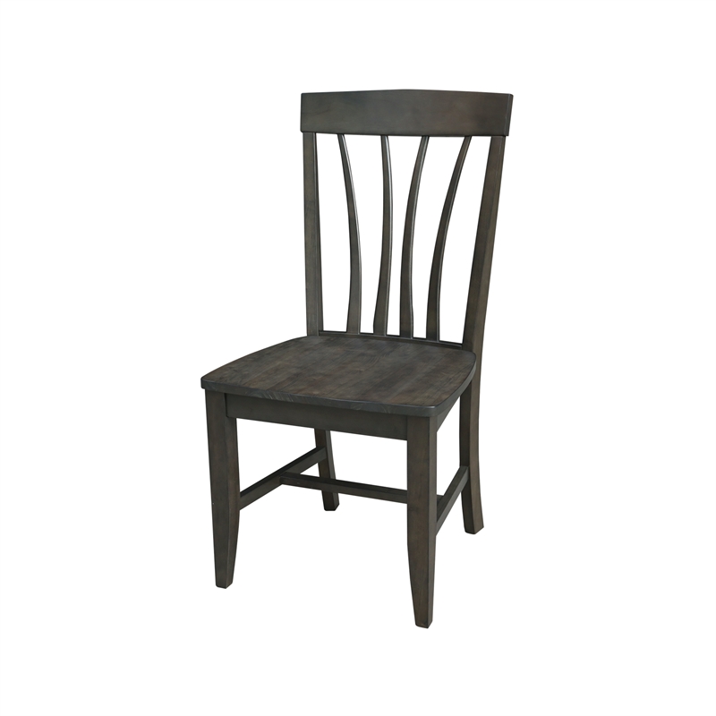 International Concepts Set of Two Solid Wood Soma Fan Back Dining Chairs in Coal