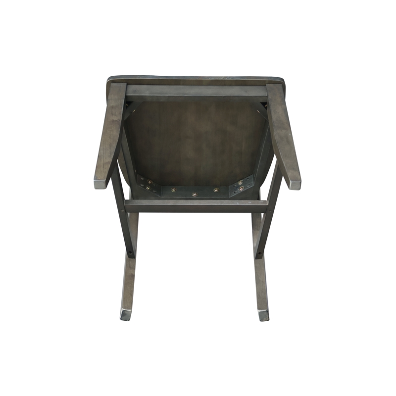 International Concepts Set of Two Solid Wood Soma Fan Back Dining Chairs in Coal