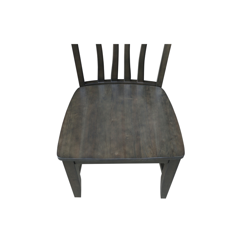 International Concepts Set of Two Solid Wood Soma Fan Back Dining Chairs in Coal