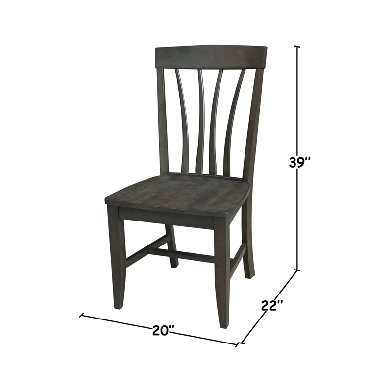 International Concepts Set of Two Solid Wood Soma Fan Back Dining Chairs in Coal