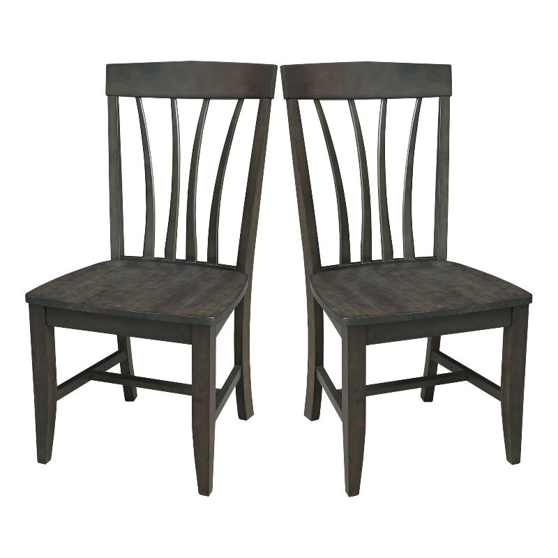 International Concepts Set of Two Solid Wood Soma Fan Back Dining Chairs in Coal