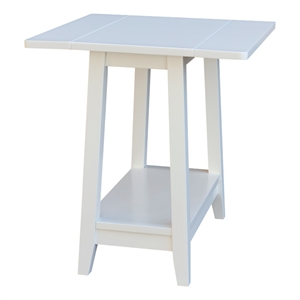 International Concepts Solid Wood Square Drop Leaf Side Table in White