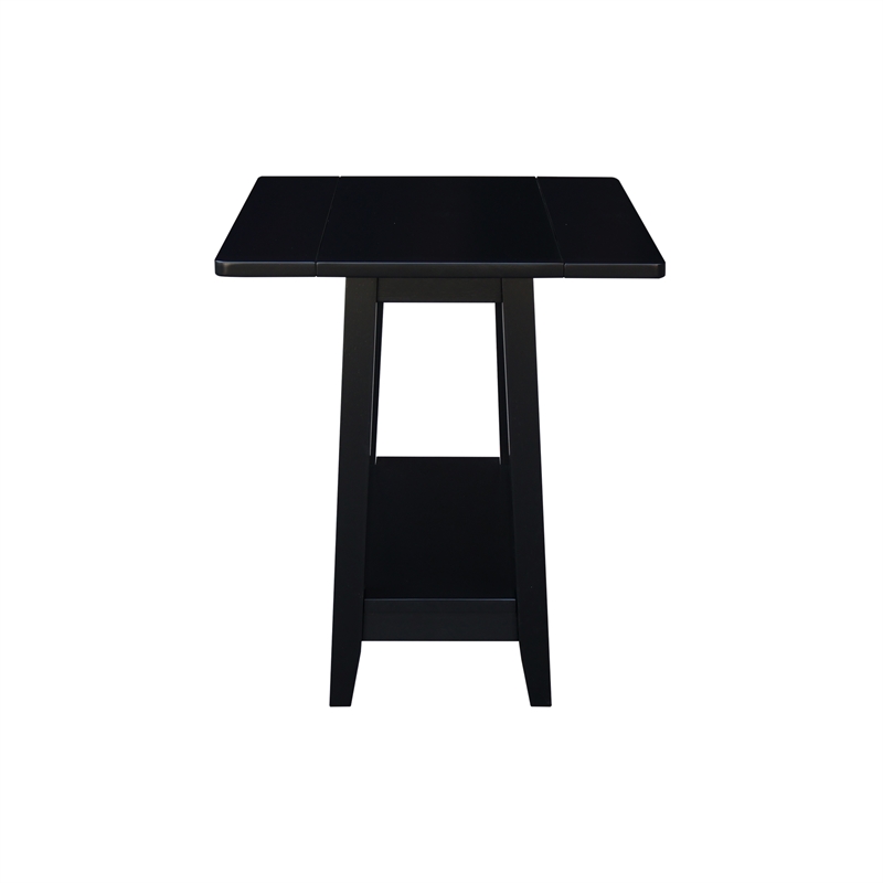 International Concepts Solid Wood Square Drop Leaf Side Table in Black
