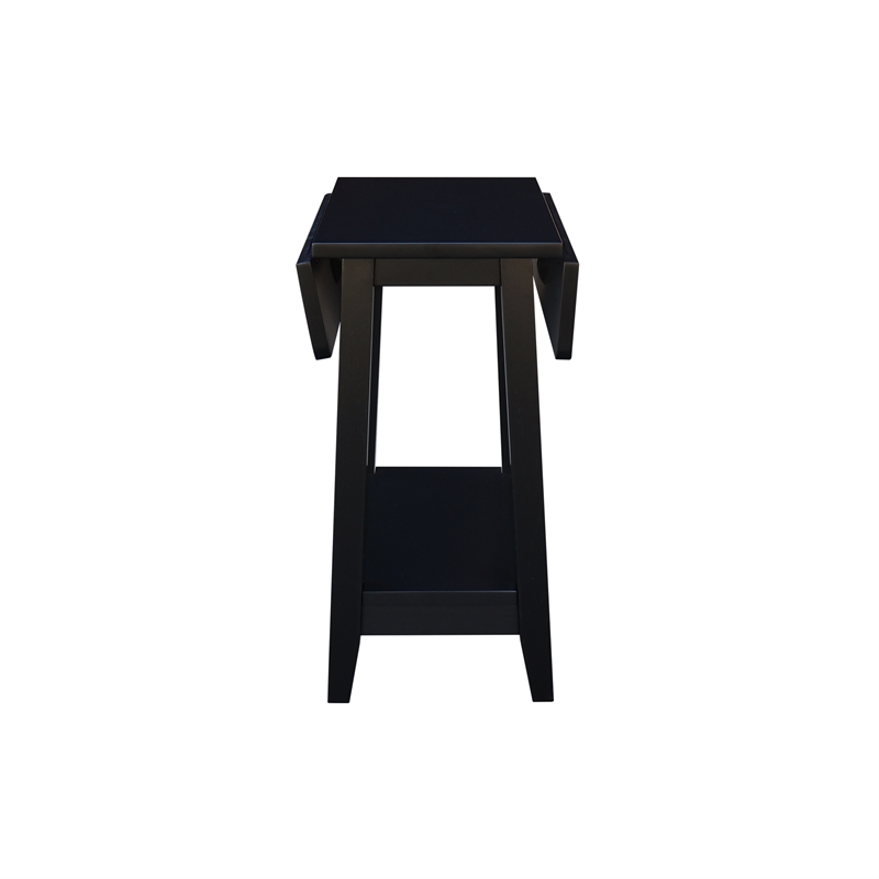 International Concepts Solid Wood Square Drop Leaf Side Table in Black