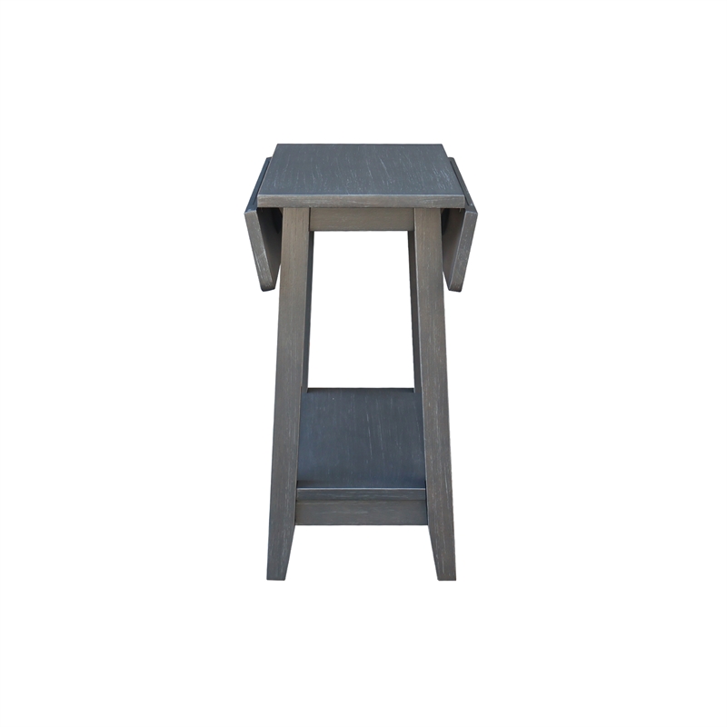 Solid Wood Square Drop Leaf Side Table in Heather Grey Antique