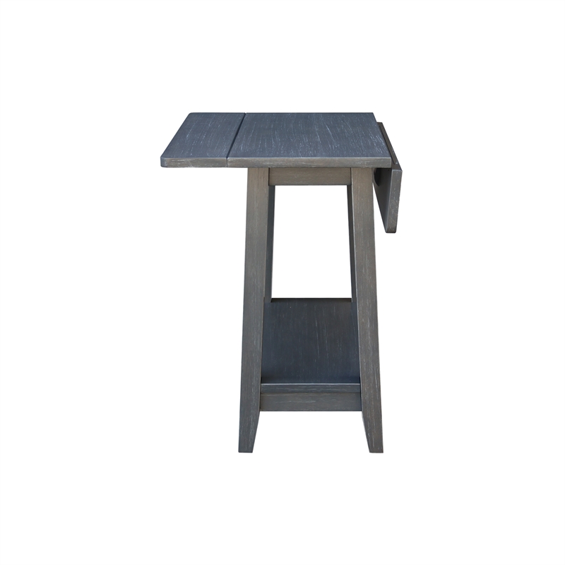 Solid Wood Square Drop Leaf Side Table in Heather Grey Antique