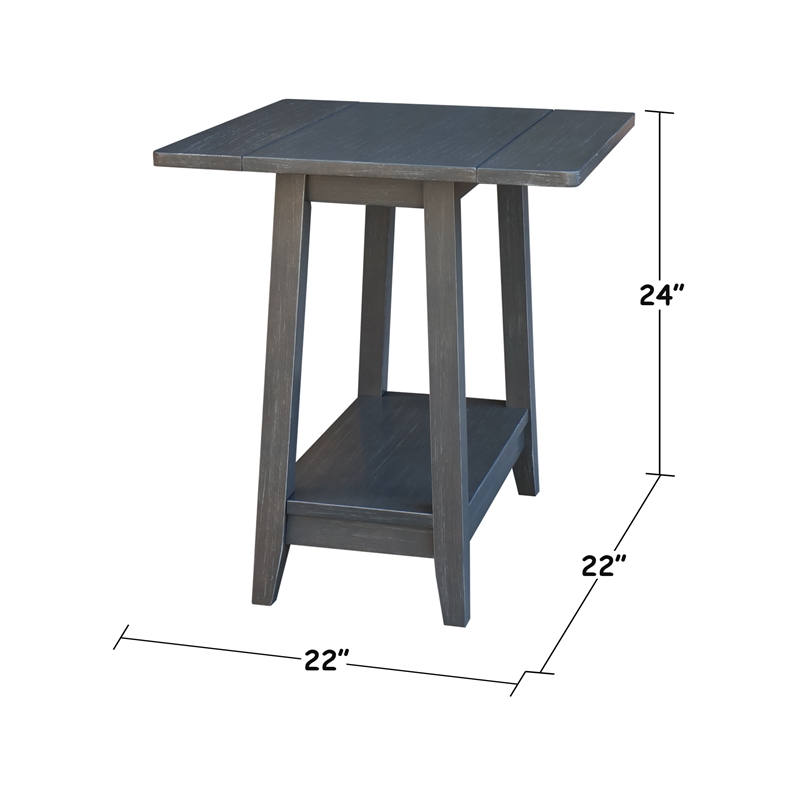 Solid Wood Square Drop Leaf Side Table in Heather Grey Antique
