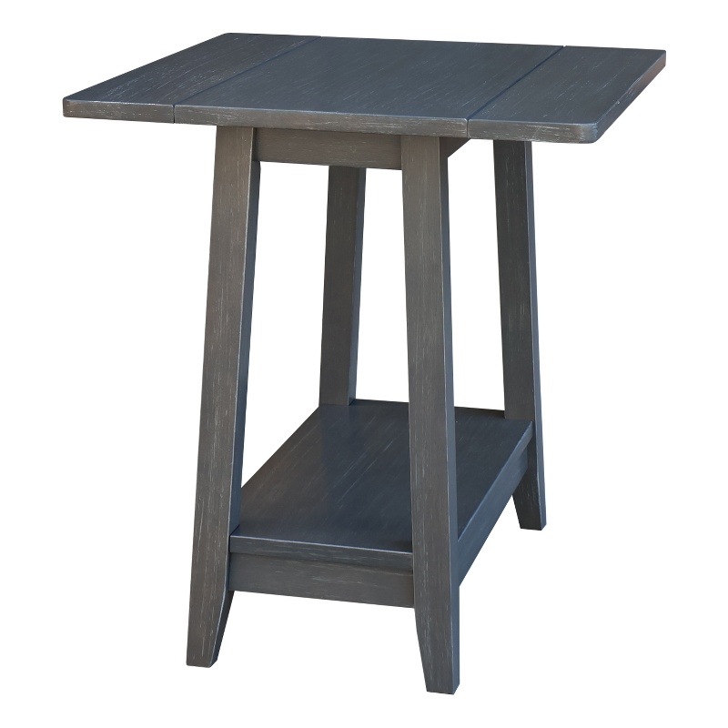 Solid Wood Square Drop Leaf Side Table in Heather Grey Antique