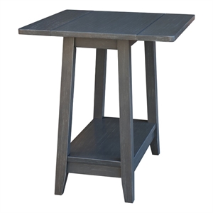 Solid Wood Square Drop Leaf Side Table in Heather Grey Antique