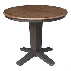 36&quot Solid Wood Round Top Pedestal Dining Table with 12&quot Leaf - 30.1&quotH